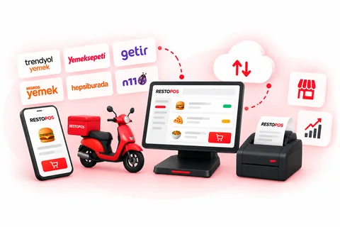 Pazaryeri siparişleri RestoPOS ekranına düşüyor, kurye teslim ediyor